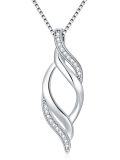 wholesale White Gold Plated Lab-Grown Diamond Twist Pendant Necklace for Women - Valentines Day Gift-0-0