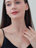 wholesale White Gold Plated Lab-Grown Diamond Twist Pendant Necklace for Women - Valentines Day Gift-0-2