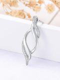 wholesale White Gold Plated Lab-Grown Diamond Twist Pendant Necklace for Women - Valentines Day Gift-0-4