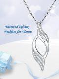 wholesale White Gold Plated Lab-Grown Diamond Twist Pendant Necklace for Women - Valentines Day Gift-0-5