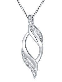 wholesale White Gold Plated Lab-Grown Diamond Twist Pendant Necklace for Women - Valentines Day Gift- Rhodium Plated