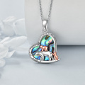 wholesale 925 Sterling Silver Abalone Shell Heart Bear Family Pendant Necklace for Mom & Daughter Mothers' Day Gifts-0-3