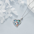 wholesale 925 Sterling Silver Abalone Shell Heart Bear Family Pendant Necklace for Mom & Daughter Mothers' Day Gifts-0-4