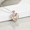 wholesale 925 Sterling Silver Blue Crystal Rose Heart Pendant Necklace Gifts for Mom Grandmother Wife Daughter-0-22