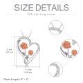 wholesale 925 Sterling Silver Rose and Diamond Double Heart Pendant Necklace for Women's Gifts-0-1