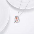 wholesale 925 Sterling Silver Rose and Diamond Double Heart Pendant Necklace for Women's Gifts-0-4