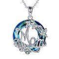 wholesale 925 Sterling Silver Blue Crystal Mom Pendant Necklace Gift for Mother's Day-0-0