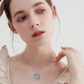 wholesale 925 Sterling Silver Blue Crystal Mom Pendant Necklace Gift for Mother's Day-0-2