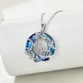 wholesale 925 Sterling Silver Blue Crystal Mom Pendant Necklace Gift for Mother's Day-0-3