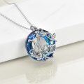 wholesale 925 Sterling Silver Blue Crystal Mom Pendant Necklace Gift for Mother's Day-0-4