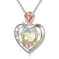wholesale 925 Sterling Silver Blue Crystal Rose Heart Pendant Necklace Gifts for Mom Grandmother Wife Daughter-0-6