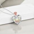wholesale 925 Sterling Silver Blue Crystal Rose Heart Pendant Necklace Gifts for Mom Grandmother Wife Daughter-0-10