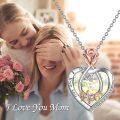 wholesale 925 Sterling Silver Blue Crystal Rose Heart Pendant Necklace Gifts for Mom Grandmother Wife Daughter-0-11