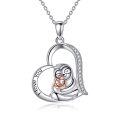 wholesale 925 Sterling Silver Heart-Shaped Sloth Pendant for Mom and Daughter - Love  Set-0-0