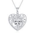 wholesale 925 Sterling Silver Heart-Shaped Tree of Life Pendant Necklace with Engraved Mom Message for Women-0-0