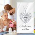 wholesale 925 Sterling Silver Heart-Shaped Tree of Life Pendant Necklace with Engraved Mom Message for Women-0-5