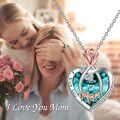 wholesale 925 Sterling Silver Blue Crystal Rose Heart Pendant Necklace Gifts for Mom Grandmother Wife Daughter-0-17