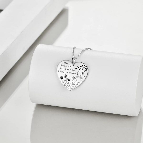 Sterling Silver I Love You Forever Heart Pendant Necklace-3