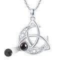 wholesale 925 Sterling Silver Celtic Knot Trinity Circle Pendant with Black Onyx Stone Chain Necklaces for Women Gifts-0-0