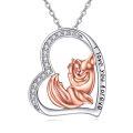 wholesale 925 Sterling Silver Heart-Shaped CZ Fox Pendant Necklaces for Women - I Love You Message Gifts for Mom & Daughter-0-0