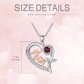 wholesale 925 Sterling Silver Red Garnet Flower Mom Heart Pendant Necklaces for Women Mothers Day Gifts-0-1