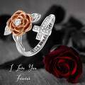 wholesale Sterling Silver Rose Cross Adjustable Rings - US # 8-0-5