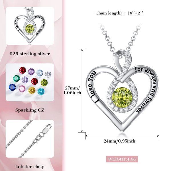 Sterling Silver Infinity Heart Peridot Pendant Necklace with August Birthstone-1