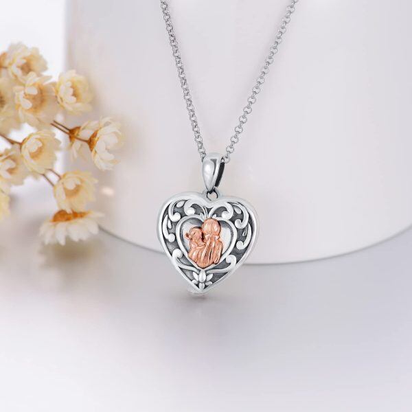 Sterling Silver Mother Daughter Locket Necklace-3