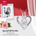 wholesale Sterling Silver Birthstone Infinity Heart Necklace I Love You Always Forever Gift for Women Wife Girlfriend - Rhodium Plated-0-4