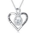 wholesale Sterling Silver Birthstone Infinity Heart Necklace I Love You Always Forever Gift for Women Wife Girlfriend - Rhodium Plated-0-15