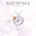 wholesale 925 Sterling Silver Heart-Shaped Rose and Cubic Zirconia Pendant Mom Necklace with Engraved Message - Mother's Day Gifts for Her-0-1