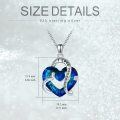 wholesale 925 Sterling Silver Blue Crystal Heart Pendant Necklaces I Love You Forever Gifts for Women-0-1
