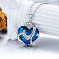 wholesale 925 Sterling Silver Blue Crystal Heart Pendant Necklaces I Love You Forever Gifts for Women-0-3