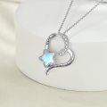 wholesale 925 Sterling Silver Metal Star & Heart Pendant Necklace with Opalite Stone and Cubic Zirconia Gifts for Women-0-3