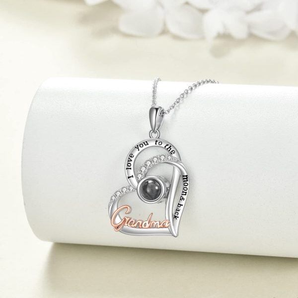 Sterling Silver 100 languages I Love You Heart Pendant Necklace for Grandma-3