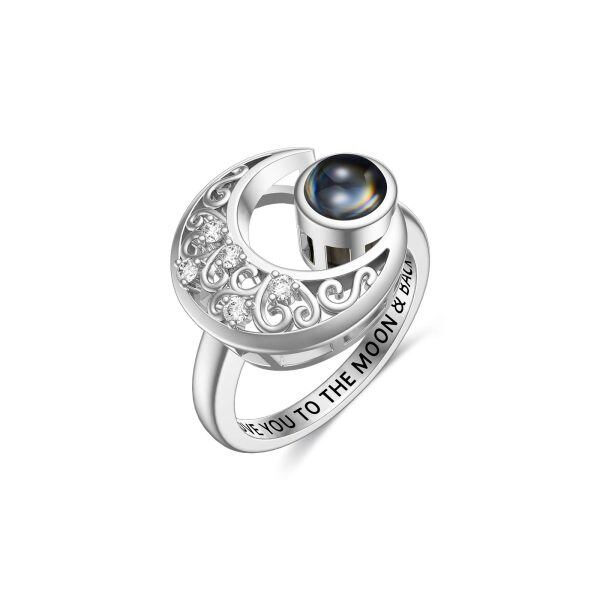 Sterling Silver 100 languages I Love You Moon Unique Rings-0