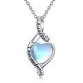 wholesale 925 Sterling Silver Moonstone Heart Pendant Necklaces for Women Mother's Day Gifts Jewelry Love You Forever Engraved Charm Chain Necklace-0-0