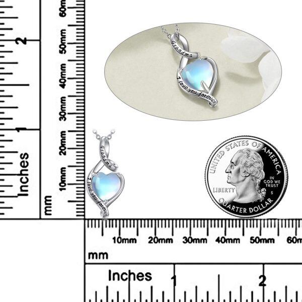 Sterling Silver I love You Forever Moonstone Pendant Necklace for Grandma -1