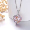 wholesale Sterling Silver Birthstone Mom I Love You Heart Rose Necklace - Rhodium And Rose Gold Plated-0-15