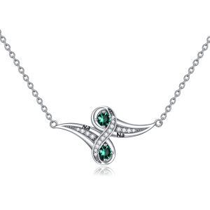 Sterling Silver Infinity Peridot Pendant Necklace for Grandma-0