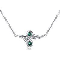 wholesale 925 Sterling Silver Green Zircon & Peridot Infinity Pendant Necklace for Women Mothers Day Gifts- Rhodium Plated