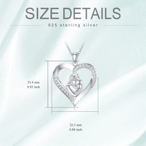 Sterling Silver Natural Diamond Pendant Necklace for Mom-1