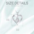 wholesale 925 Sterling Silver Mother and Child Heart Pendant with Diamonds - Gifts for Her-0-1