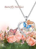 wholesale 925 Sterling Silver Rose Heart Butterfly Pendant Necklaces for Women Gifts Jewelry Mother's Day Anniversary Valentine's Day Birthdays-0-4