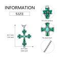wholesale 925 Sterling Silver Green Opal & Emerald CZ 4-Leaf Clover Cross Necklace-0-1