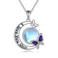 wholesale 925 Sterling Silver Opal Butterfly Love You Mom Pendant Necklace for Mothers' Day Gifts-0-0