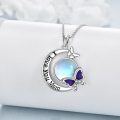 wholesale 925 Sterling Silver Opal Butterfly Love You Mom Pendant Necklace for Mothers' Day Gifts-0-3