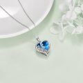 wholesale 925 Sterling Silver Blue Crystal I love you mom Heart Pendant Necklace Gift for Mother's Day-0-3