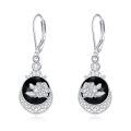 wholesale 925 Sterling Silver Black Nordic Filigree Rose Teardrop Leverback Drop Earrings-0-0