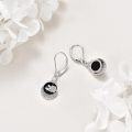 wholesale 925 Sterling Silver Black Nordic Filigree Rose Teardrop Leverback Drop Earrings-0-3